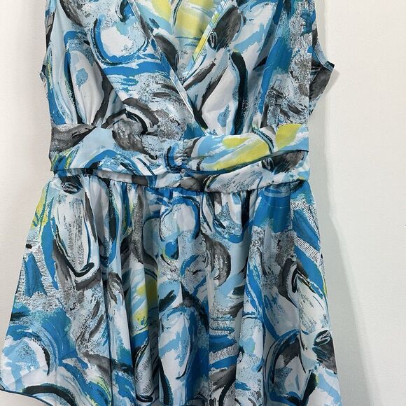 Sere‎ Nade Top L Sleeveless Smocked Waist Hanky Hem Summer Party Cocktail Blouse - Picture 3 of 11